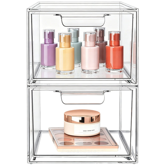 2 Pack Stackable Clear Acrylic Multifunctional Storage Box